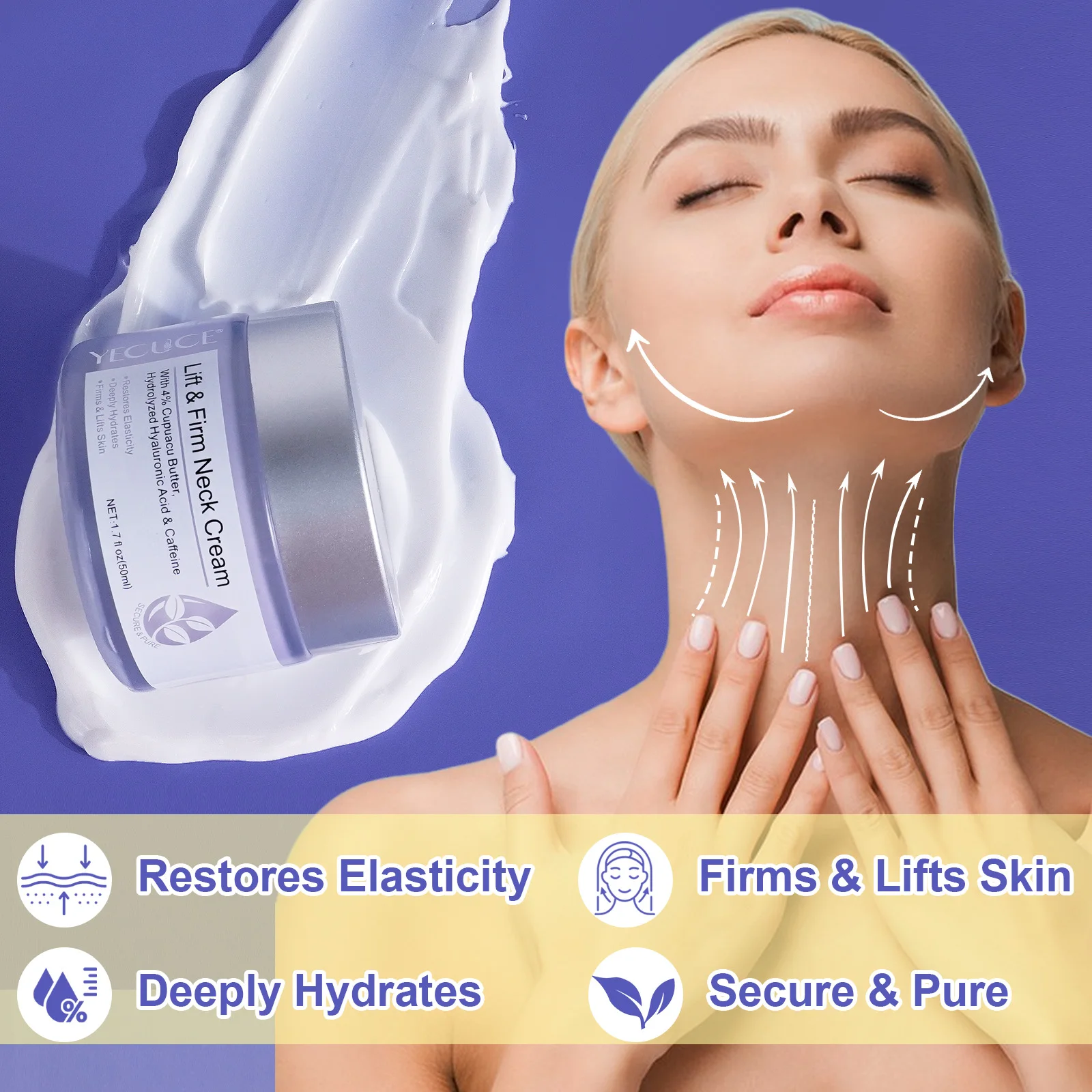 YECUCE Wholesale Advance Women Neck Firming Cream Hydrating Anti Aging Wrinkles Neck Lift Cream for Tightening and Firming