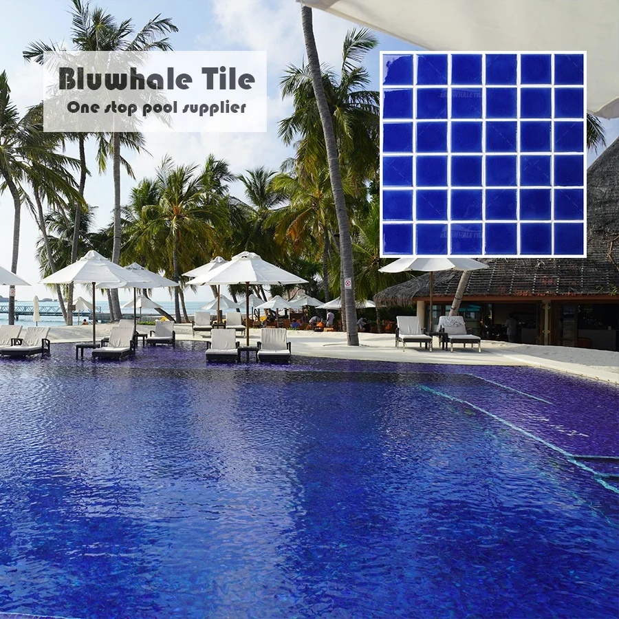 Bluwhale One Stop Wholesale Square Glaze Swimming Pool Mosaic Ceramic Tiles Pool Mosaics Blue Ceramic Mosaic Tile For Pool