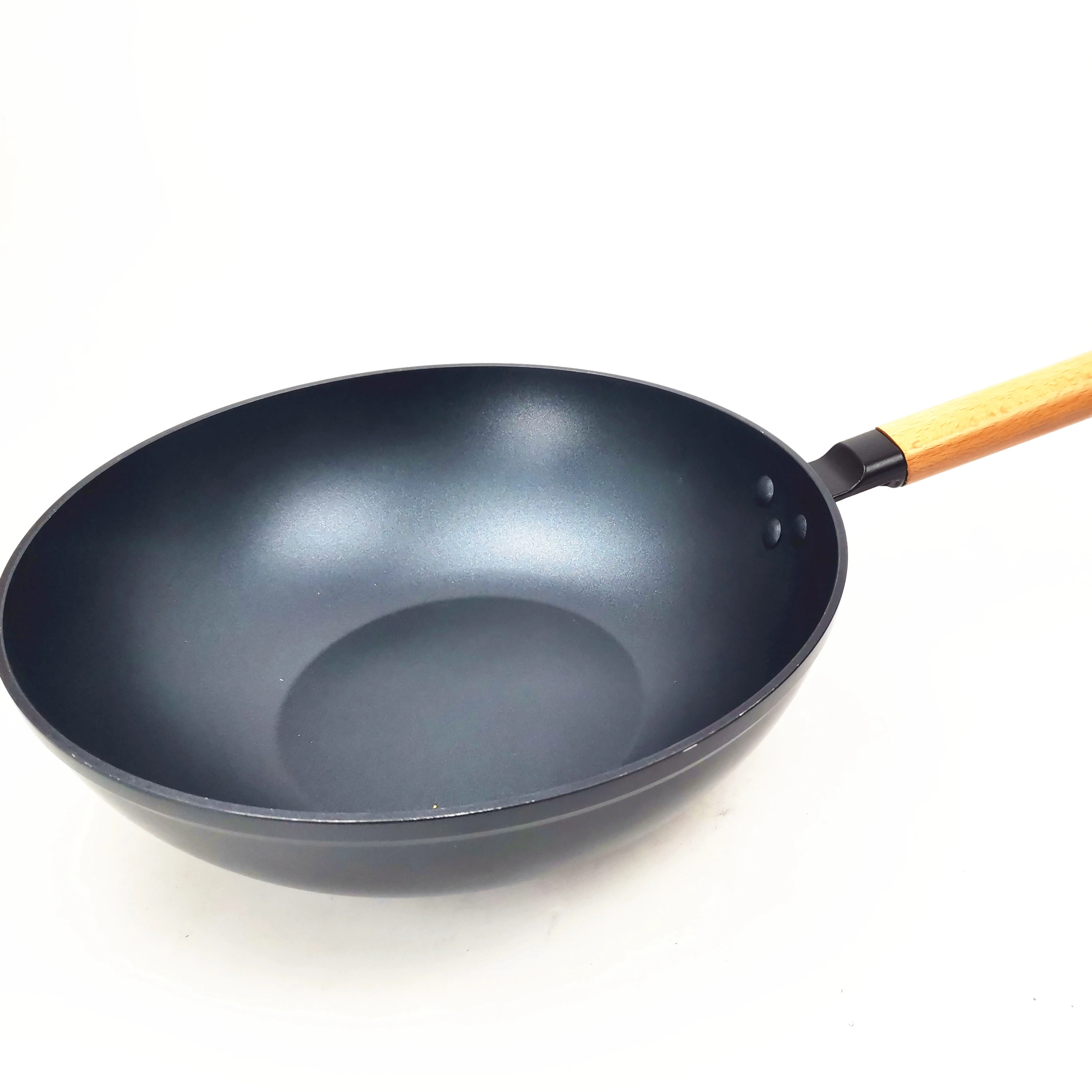 Forged aluminum wok  with bakelite wooden Handle  die cast  32cm 30cm wok nonstick ceramic coating cookware
