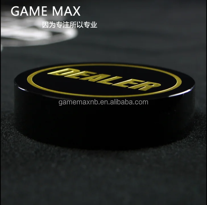 Deluxe Jumbo Black Crystal Dealer Button