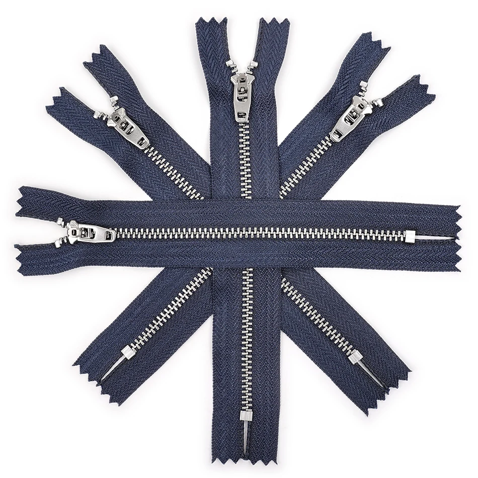 Zipper Manufacturer Direct Sale 3# 4# 5# Stainless Steel Metal Zipper for Denim Jeans Non Magnetic Custom SS Jeans Metal Zipper