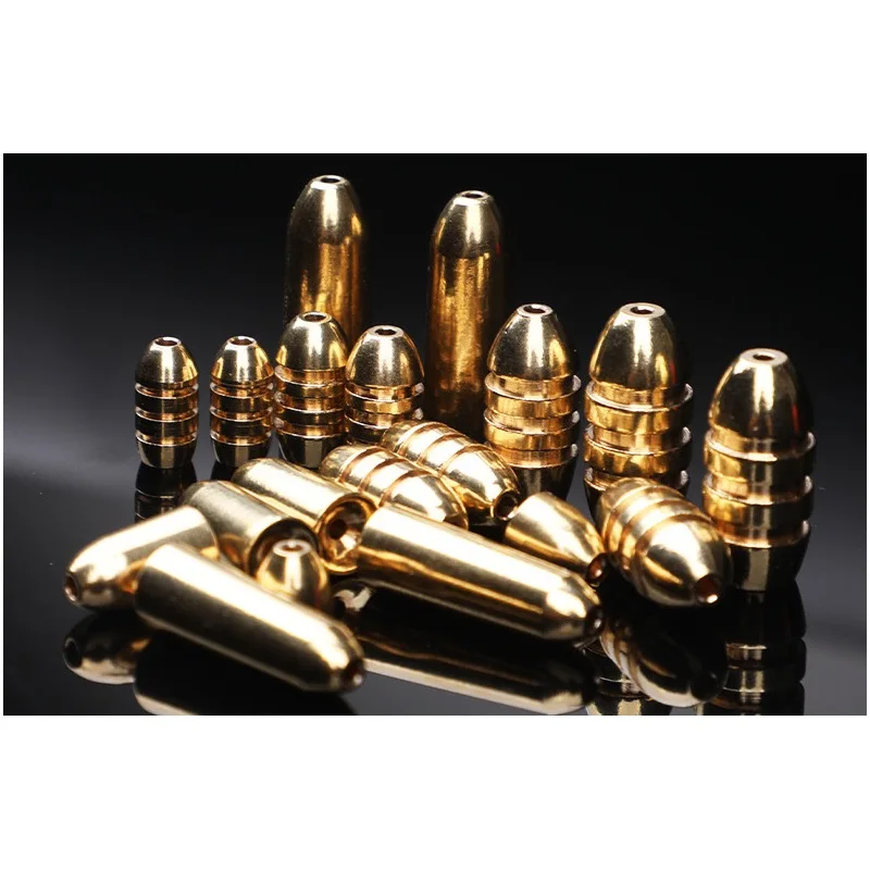 spin pole screwball bullet copper sinker  inclined surface Texas fishing group olive shaped copper fishing sinker  weight