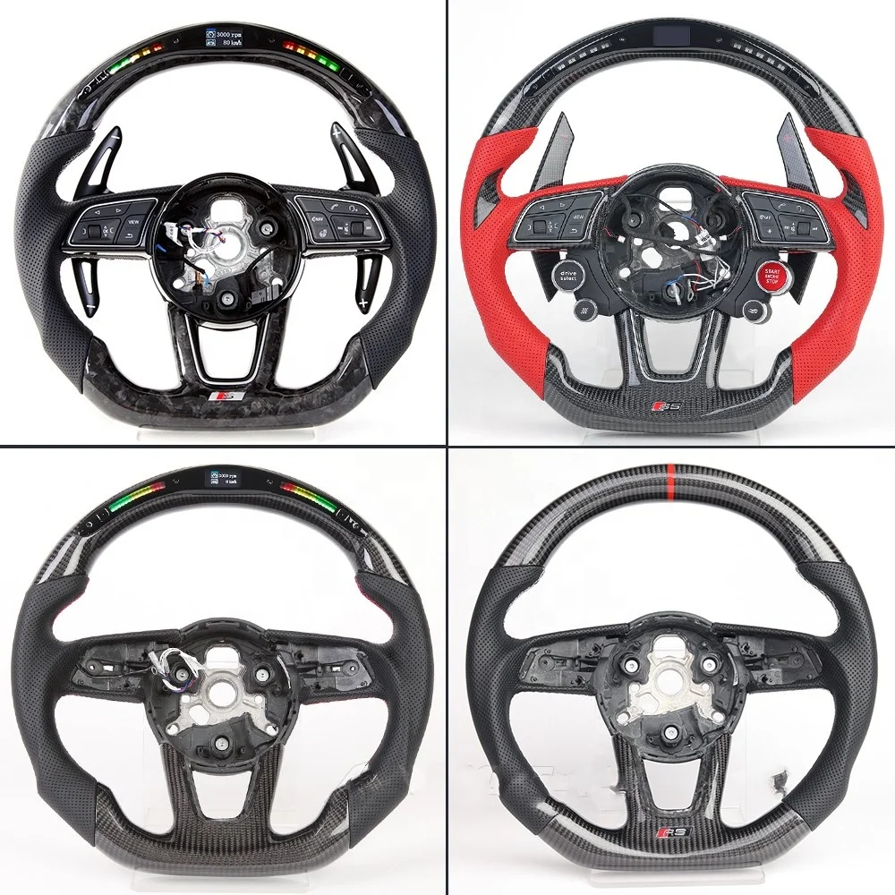 LED Forged Carbon Fiber Steering Wheel Fit For Audi RS3 RS4 RS5 S3 S4 S5 A3 A4 A5 A6 A7 B7 B8 C7 C8