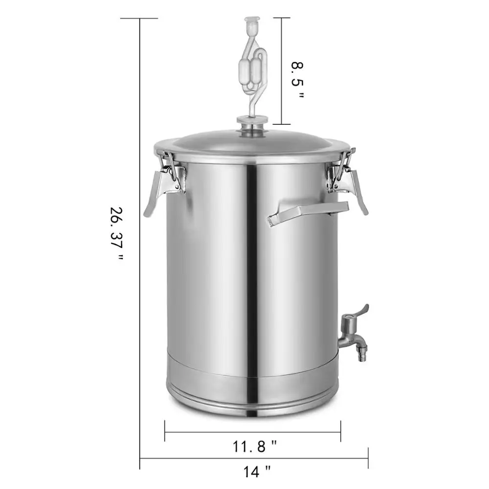 Brewing Stainless Bucket Fermentor 7.5Gallon Conical Bottom Fermenter