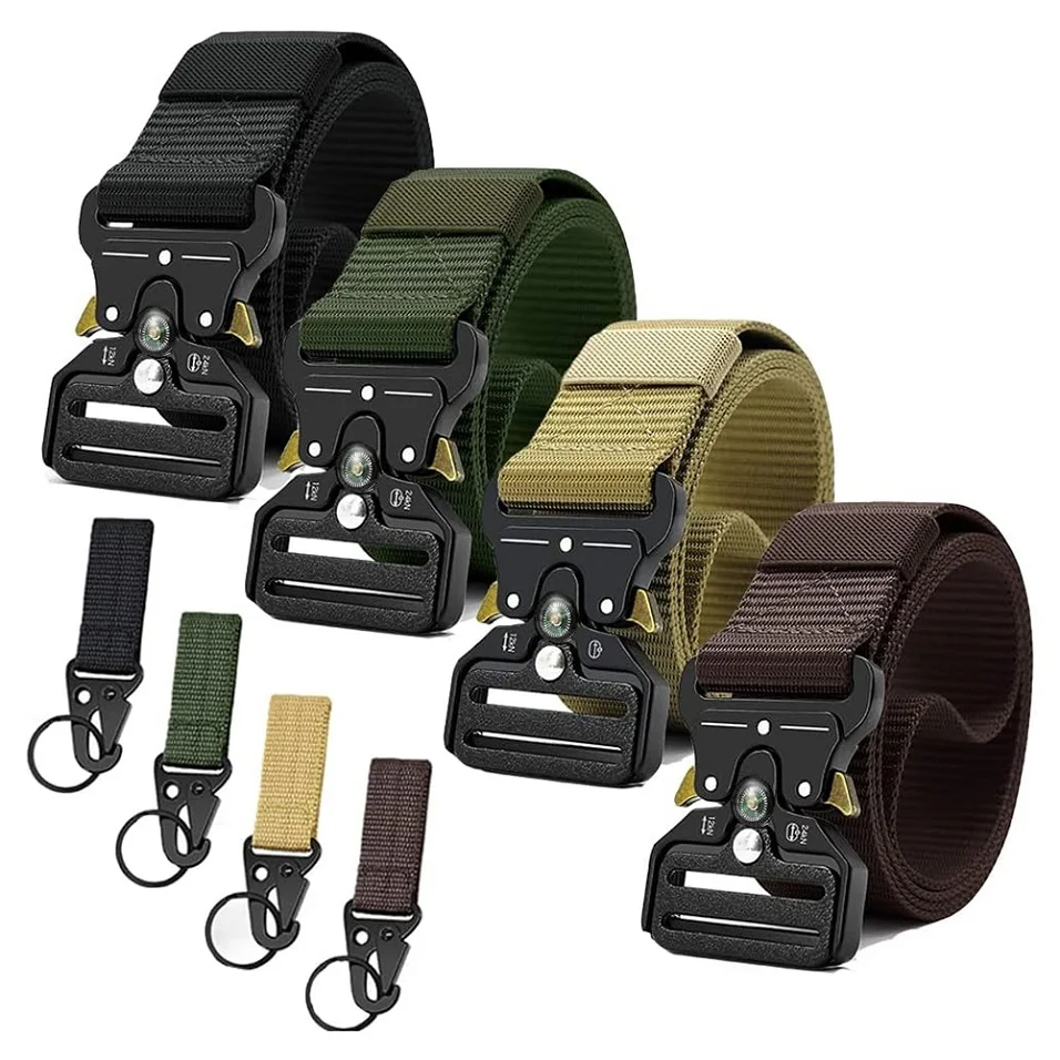 Training Men Compass Web Belt Heavy-Duty Quick-Release Waterproof Metal Buckle Riggers Tactical Belts
