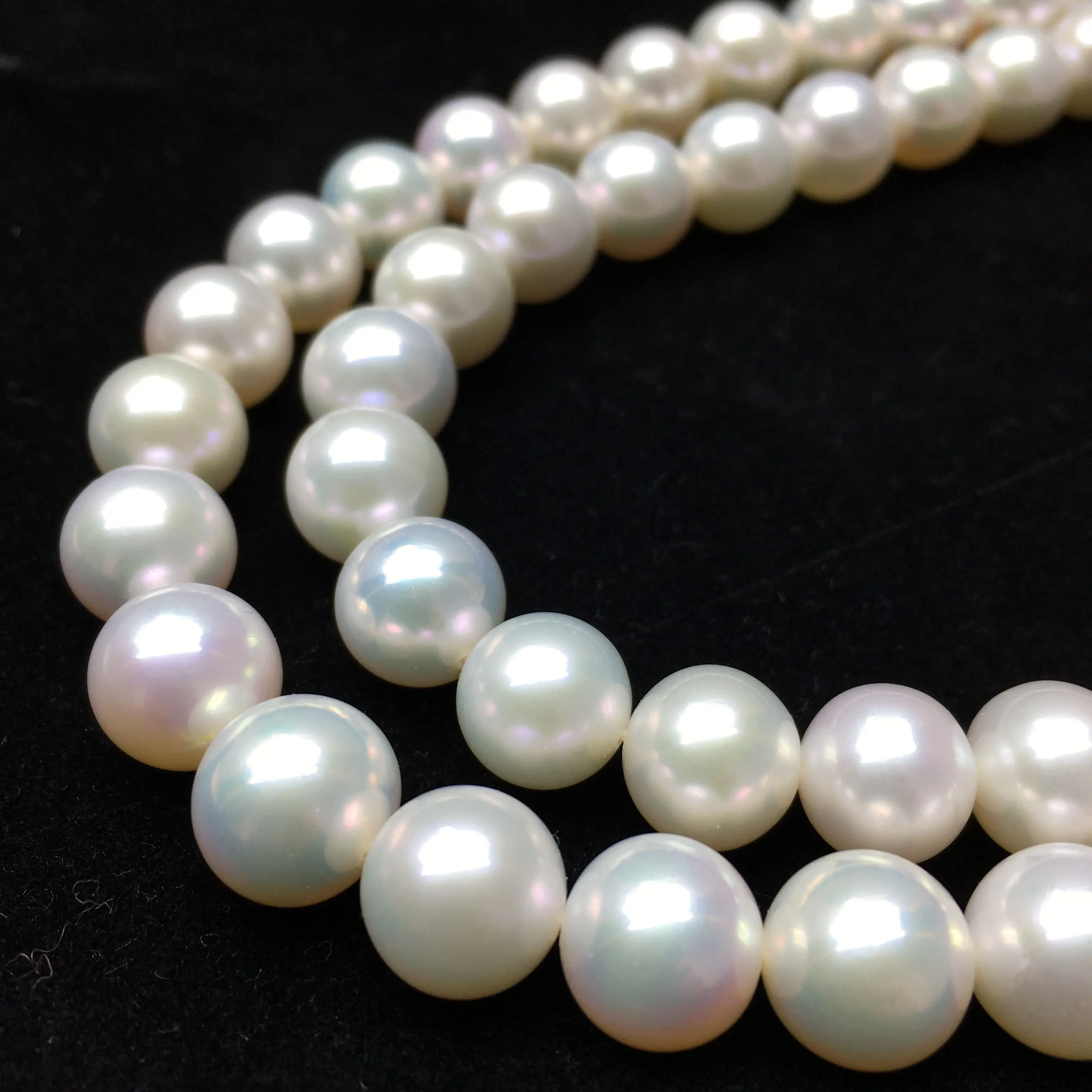 
Regular round LG bright light about 9.5-10.5mm fresh water nuclearless pearl necklace semi-finished 