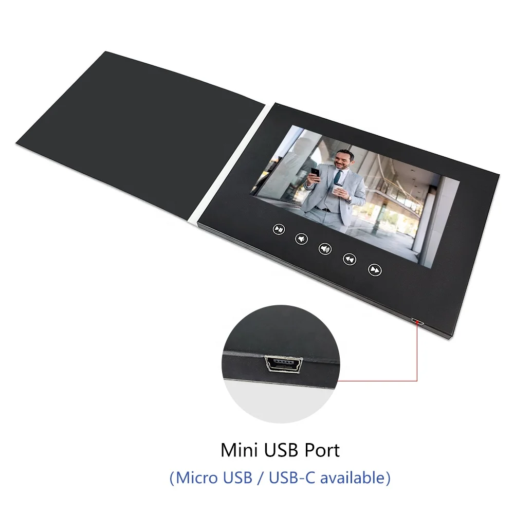 Promotion 7 inch hd lcd screen videocard video postcard digital video box with lcd screen video brochure for gift