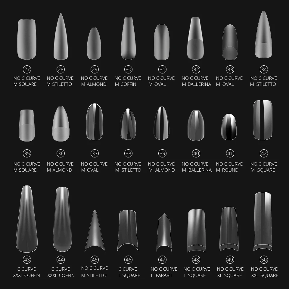 OEM Custom Square Non C Curve XXL etched Aquarium Matte Half Cover Extension Gel Nail Tips Private Label
