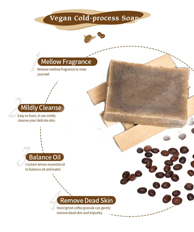 Manufacturer Coffee Bean Soap100G Essential Oil Cleaning Beauty Whitening Bath & Shower Body Bath Toilet Soap Bar