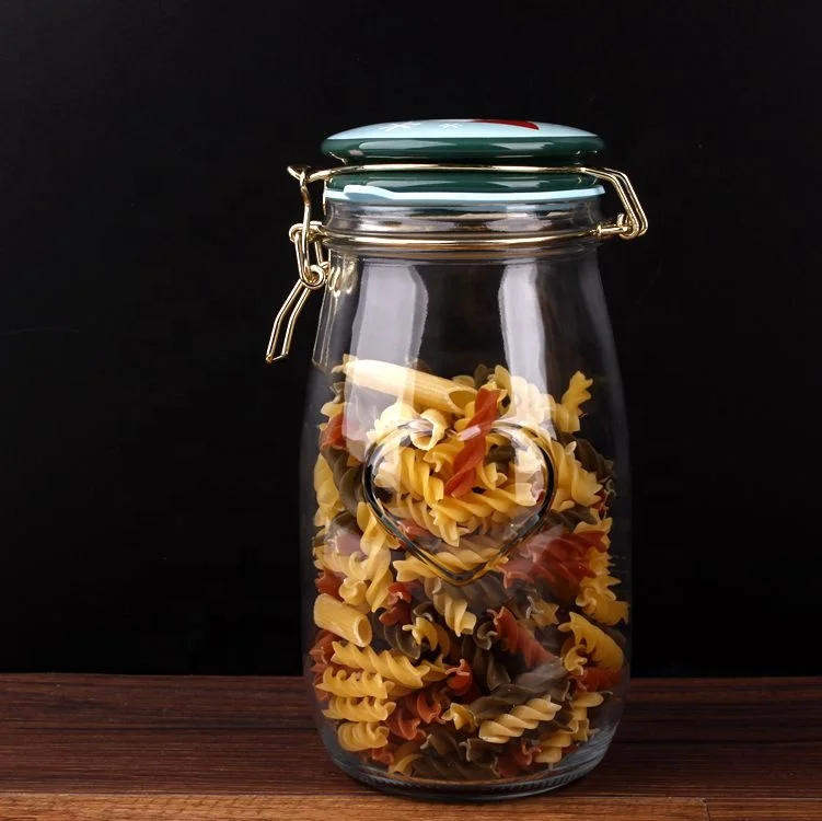 Christmas ceramic lid 1500ml hermetic glass honey jar glass storage jar container