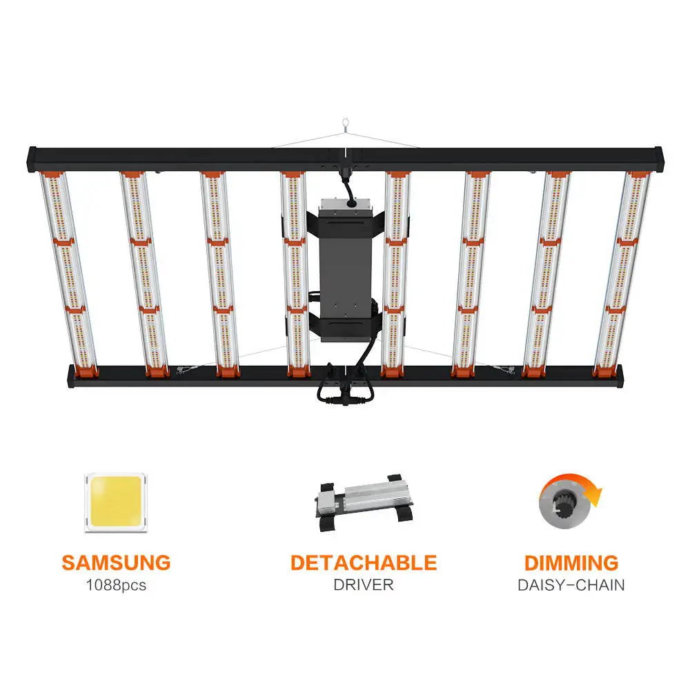 Best Hydroponic Spydr Full Spectrum Lm301 320w 8 Bar Commercial Led Grow Light With 0-10v Dimming