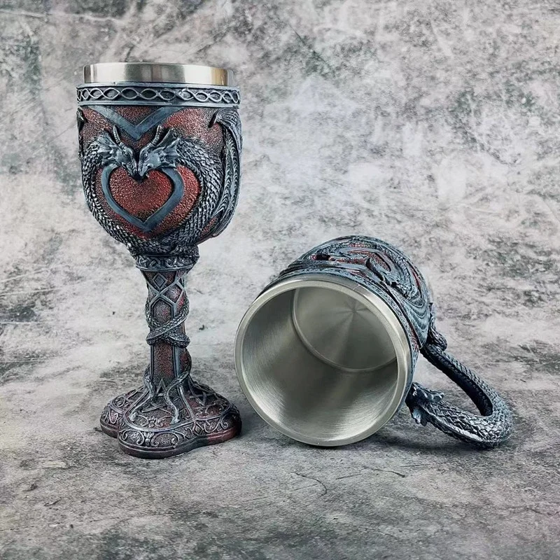 Wholesale Medieval vintage  sculpted beer mug goblet dragon mug home ornaments For Gifts
