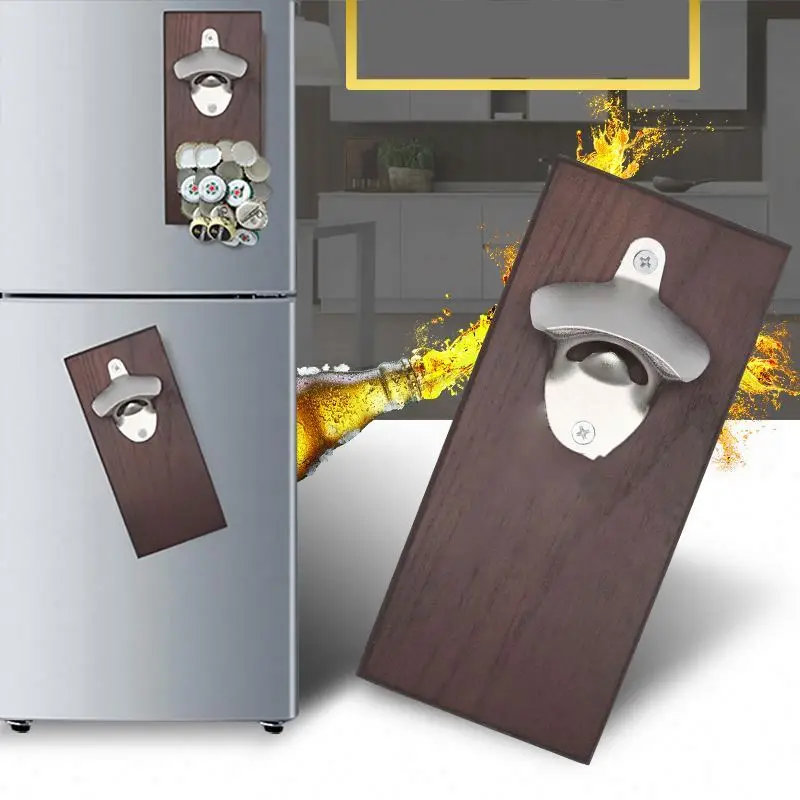 64 Freezer Door Magnetic Beer Cap Opener Wall Mounted Cap Remover Refrigerator Vintage Metal Wall Mounted Beer Bottle Opener