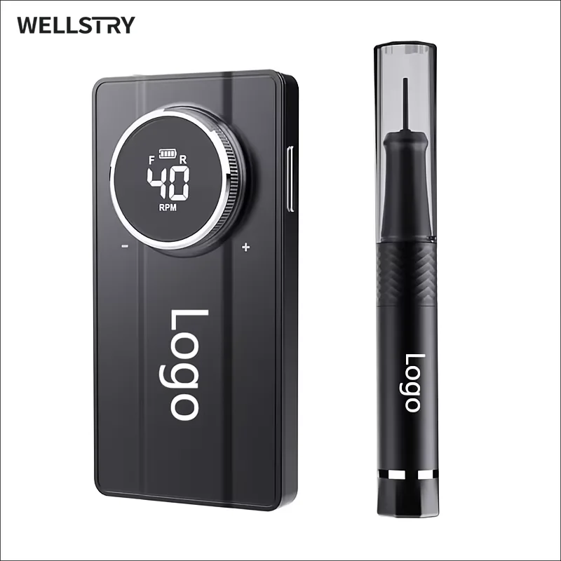 WELLSTRY  Metal Body Customize Private Logo Portable 40000RPM Professional Rechargeable Efile Nail Drill Kit
