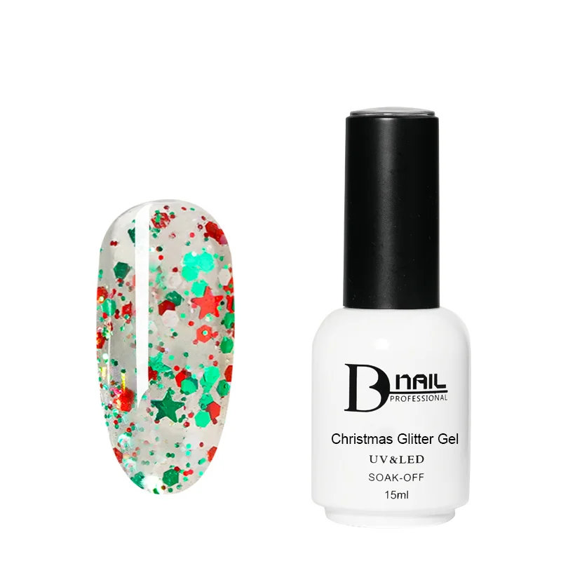 ICE NOVA Christmas Glitter Gel 15ml Christmas Nails Shine Glitter Red Green Rainbow Trendy Nail Magnetic Gel Polish