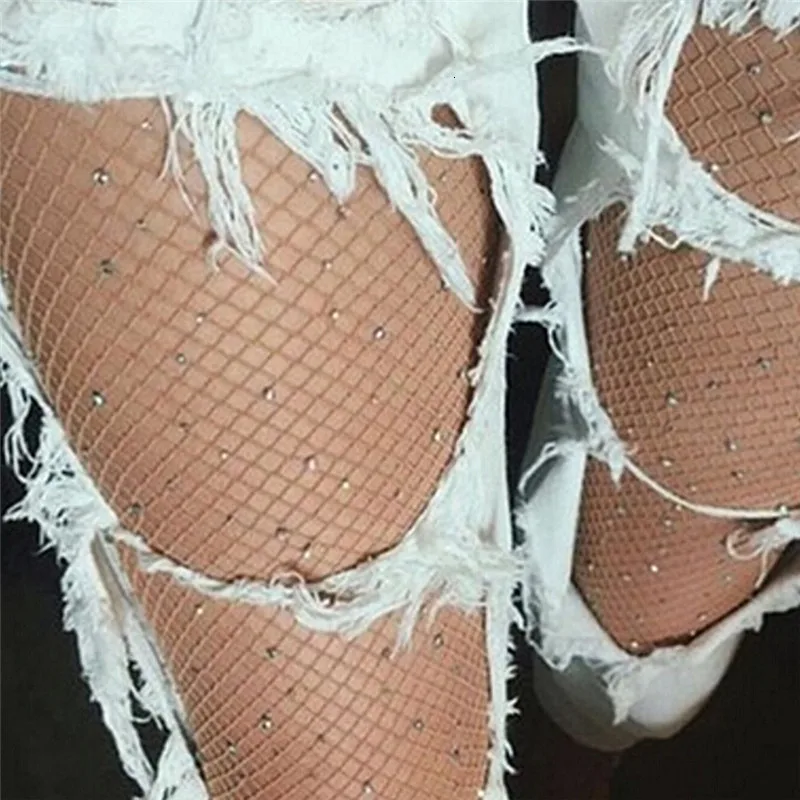 Summer Female Slim Rhinestone Mesh Nylon Stockings Pantyhose Fishnet Diamond Pantyhose Feminine Fashion Shiny Stockings