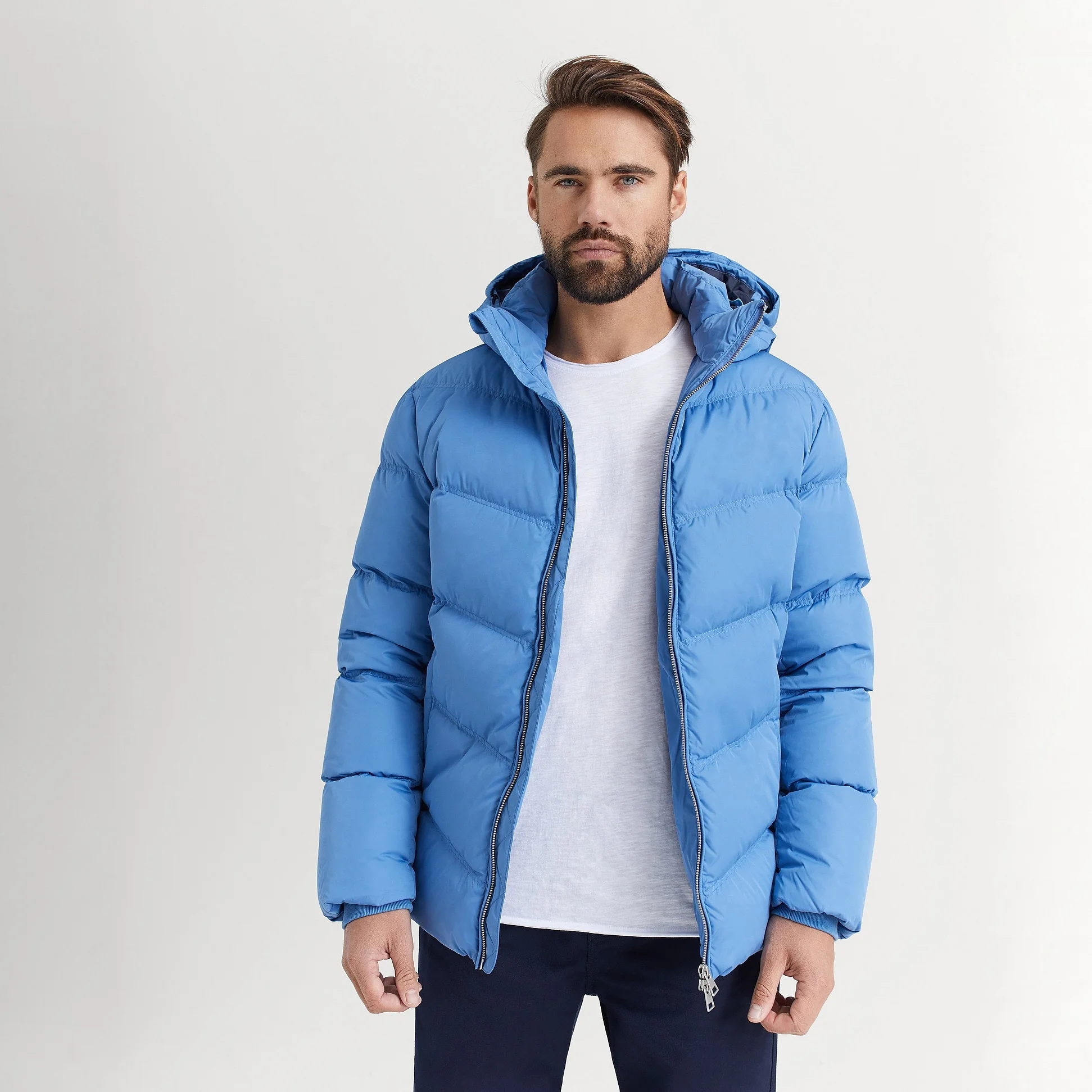 Индивидуальная мужская синяя Полиэстеровая уличная куртка-пуховик для зимы