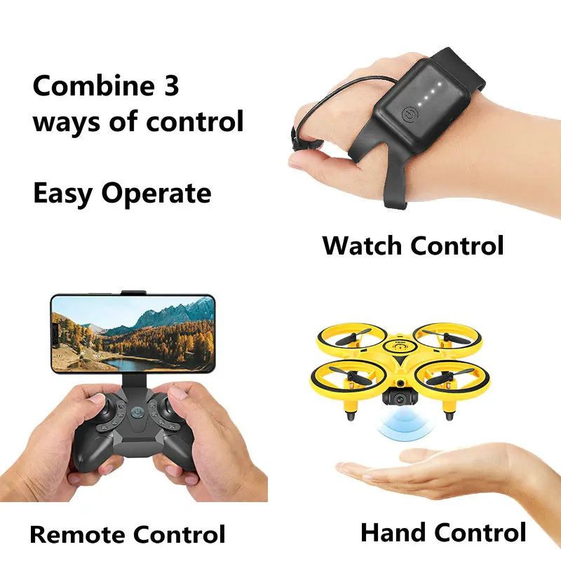 Hand Sensor Control Ufo Drone Watch Gesture Control Hands Free Rc Gravity Drone With Light Camera