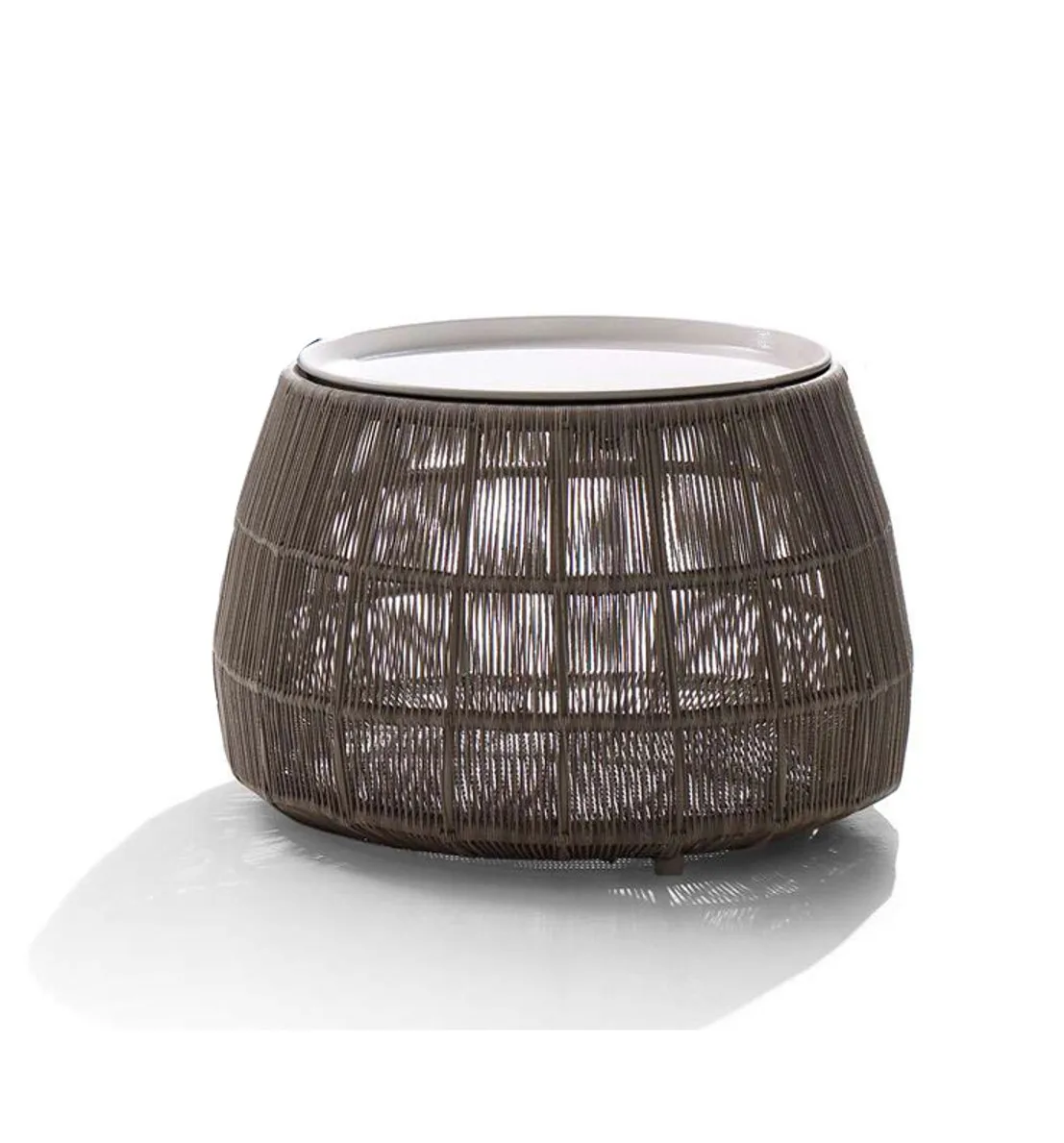Modern style glass/marble top outdoor furniture rattan wicker round dia.50cm coffee table (1600345251212)
