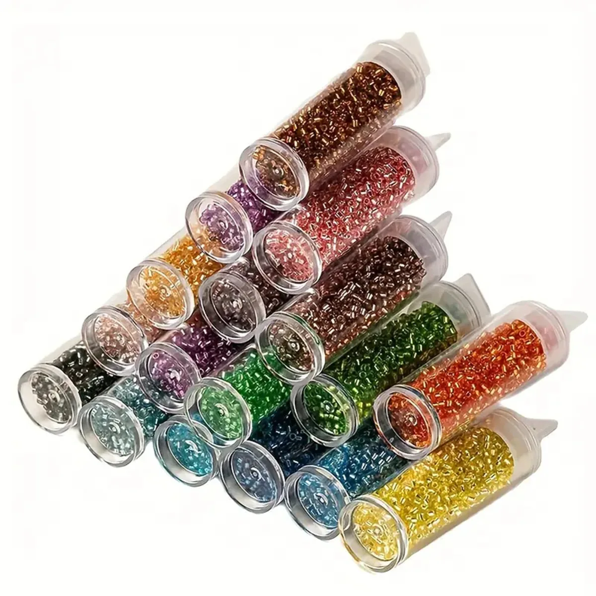 Pack of 18 2MM Silver-Filled Glass Seed Beads Jewelry Findings & Components with Bead Caps Spacers Made Metal Metallic Material