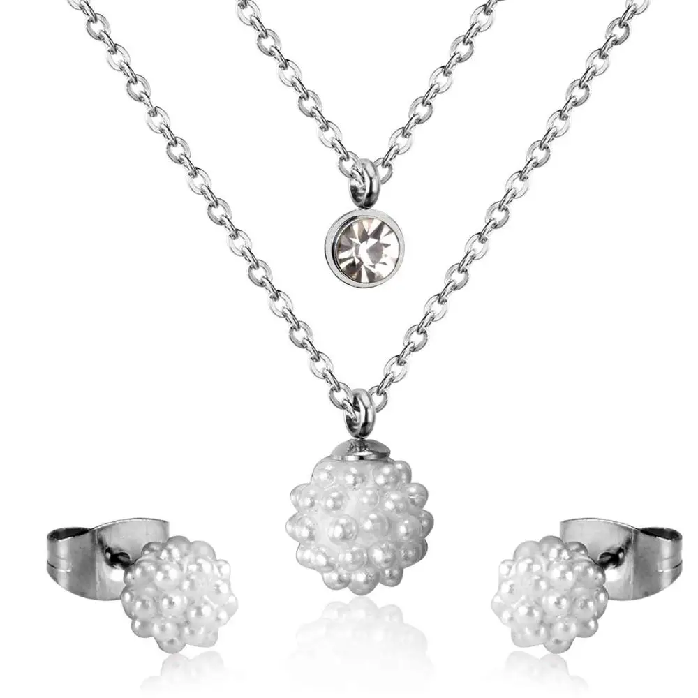 Double Necklace Earring Zircon Wedding Bridal Dubai African jewelries sets for womens body jewelries