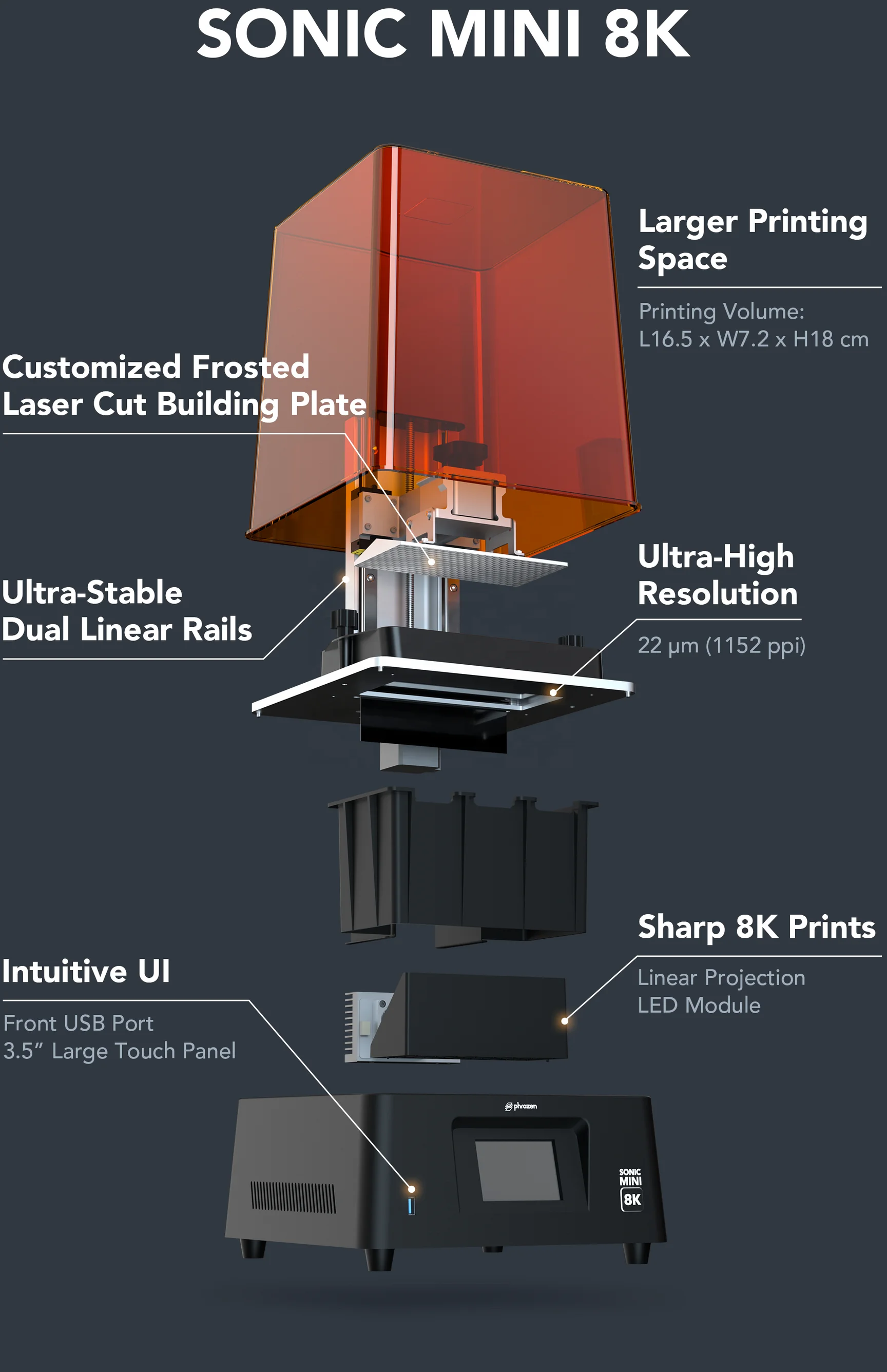 Phrozen Wholesale Sonic Mini 8K Resin LCD 3D Printer