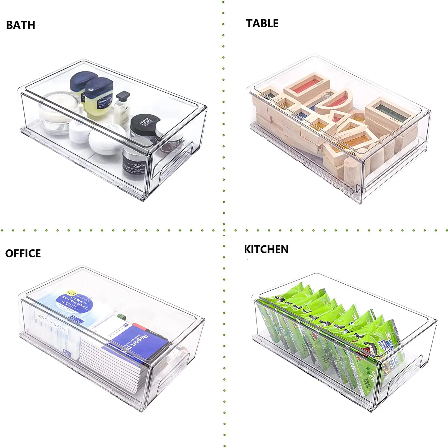 Clear Plastic PET Kitchen Stackable Container Storage Box Refrigerator Drawer Refrigerator Organizer