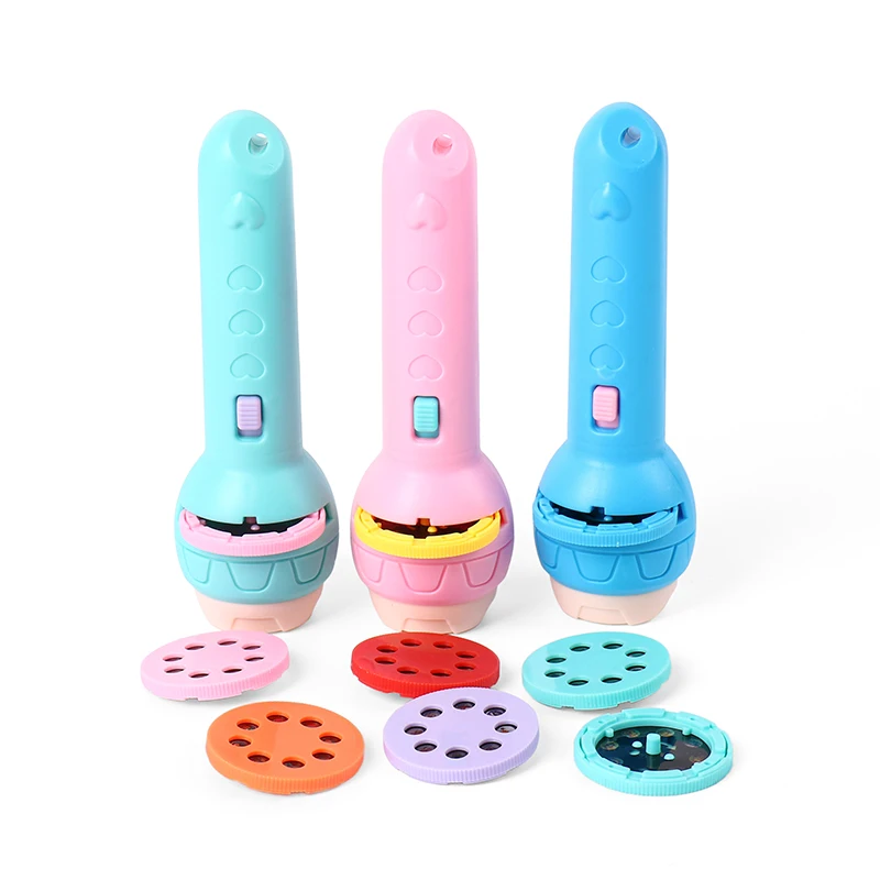 2024 Cartoon Torch Lamp Toy Flashlight Projector Baby Sleeping Story Book  Kids Educational Toy Parent-child companionship time