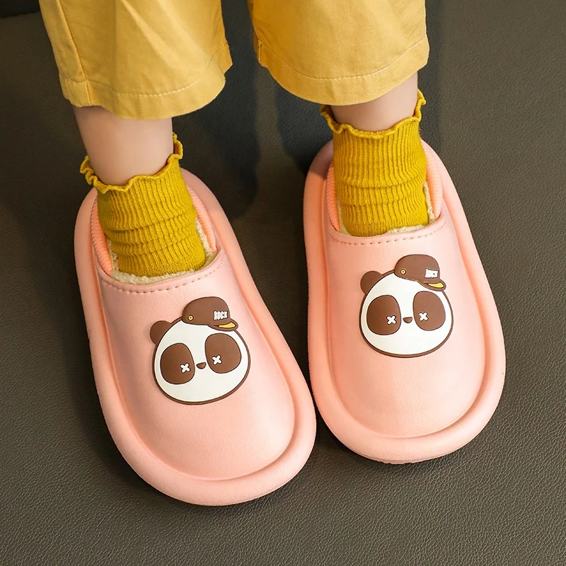 2021 Amazon Hot Sale Cartoon Home EVA Warm Cotton Shoes Waterproof Foot Protection Non-Slip Clogs Shoes For Children