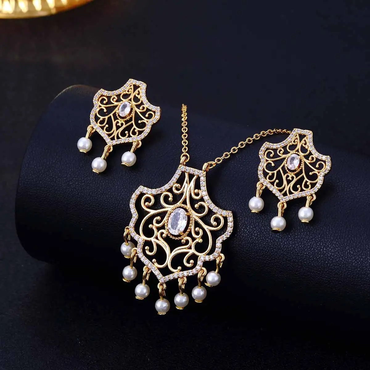 CDD Boho Vintage Tassel Indian Wedding Necklace Earrings Sets for Women Ultra Luxury Zircon Jewelry Set