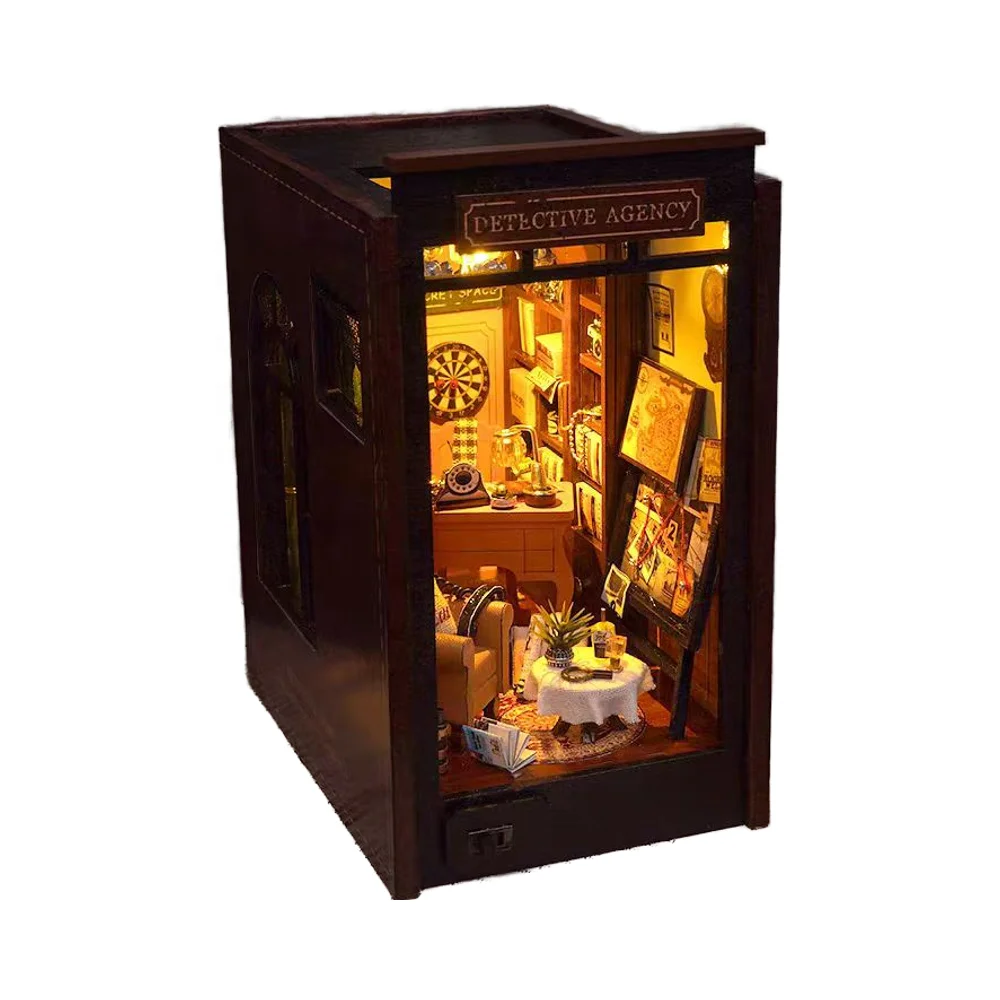 Handmade DIY Detective Diary Vertical Book Miniature Model Toy Assembled House for Birthday Gift