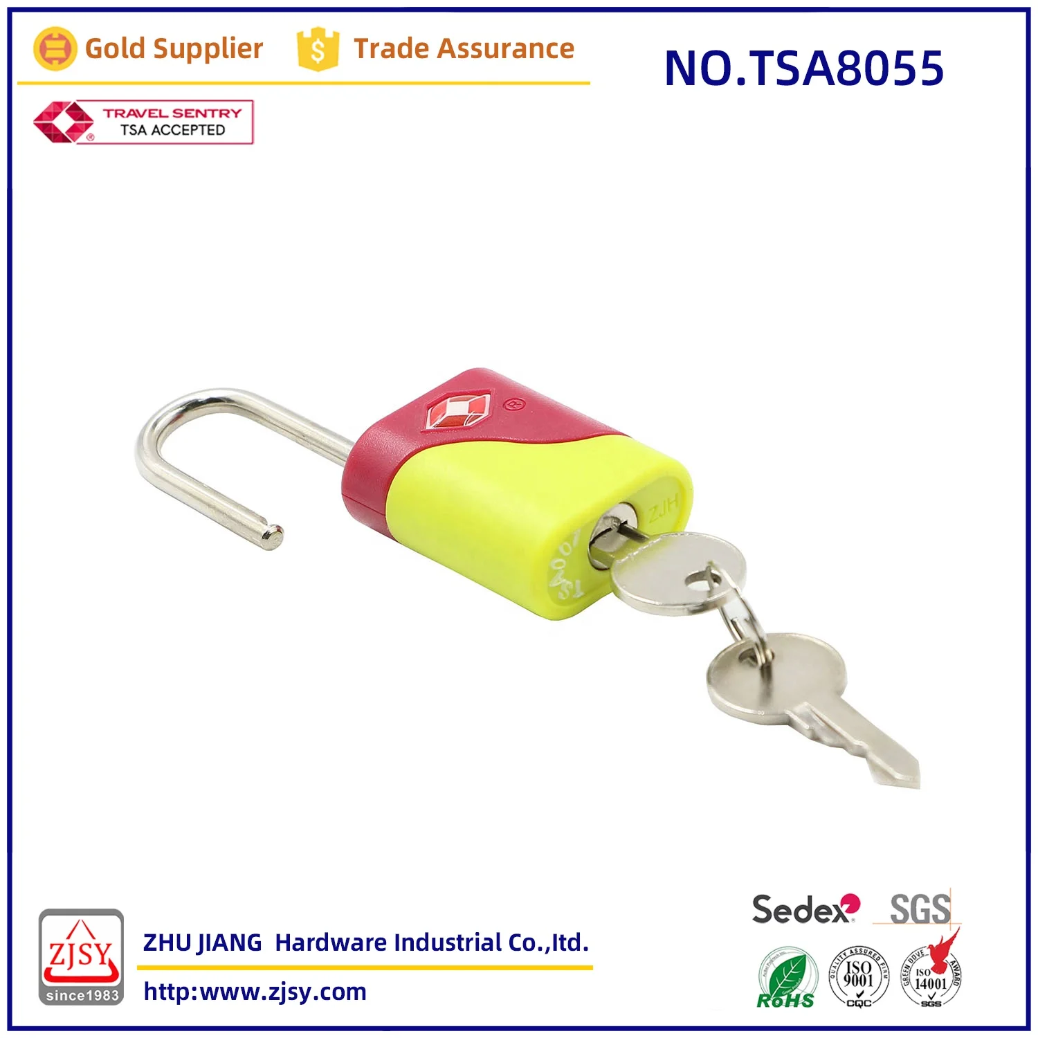 Tsa8055 patent approved high quality customs lock security travel backpack lock key padlock