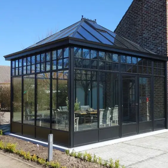 Free standing waterproof aluminum frame glass house prefab green houses green house metal frame
