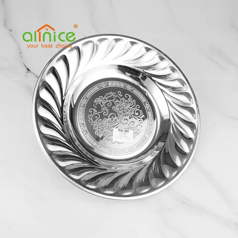 Africe hot selling stainless steel round tray 18cm 50cm grape plate