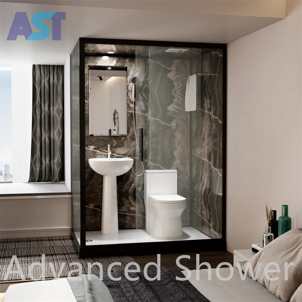 Portable RV shower room one piece ABS back wall shower cabin