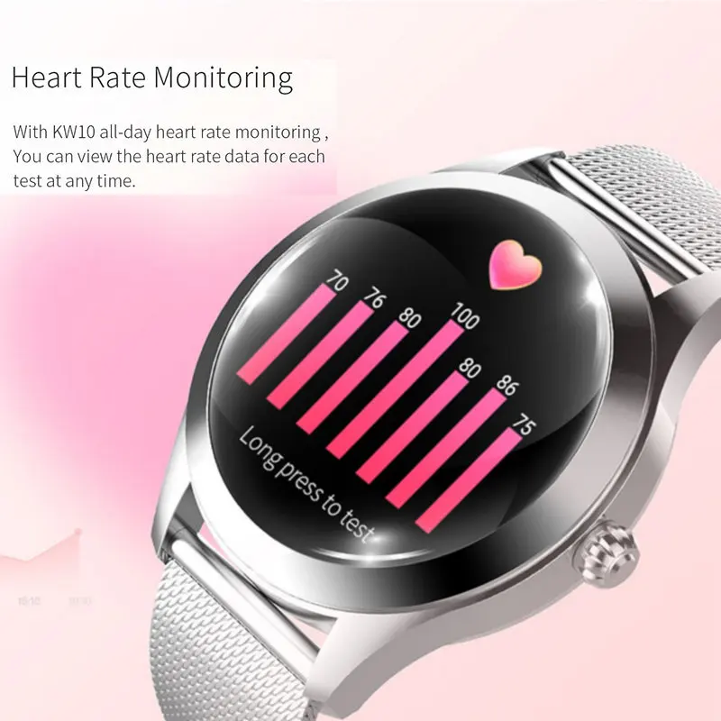 
KW10 Smart Watch Women 2019 IP68 Waterproof Heart Rate Monitoring Blue tooth For Android IOS Fitness Bracelet Smartwatch 