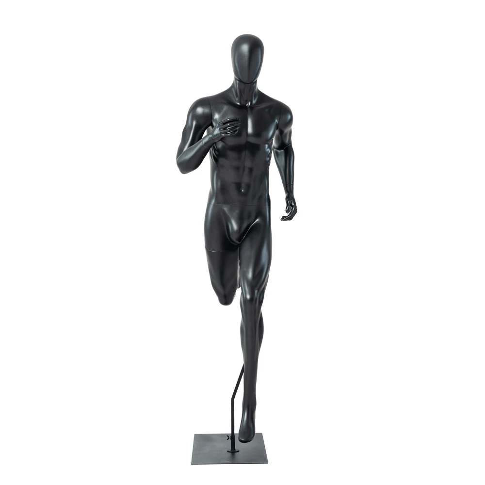 full body strong moving running pose male sports mannequin