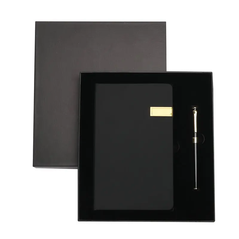 New Idea for Small Business 2024 Notebook Planner Diary with Stainless Steel Pen 16G Flash Drive USB for School and Businessmen