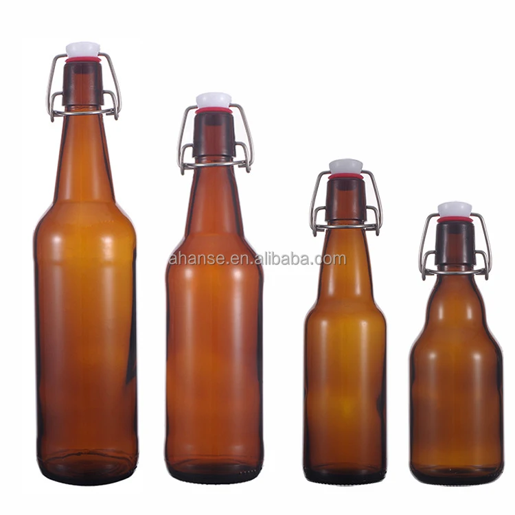 Wholesale empty amber dark brown beer glass bottle 250 ml 300 ml 330 ml 500 ml 650 ml 750 ml 1000 ml glass bottle for beer juice