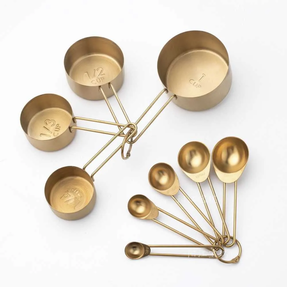 Wholesale Kitchen Cooking Baking Uses Rose Gold Heavy Duty Mirror Polished Stainless Steel Measuring Spoons And Cups Set