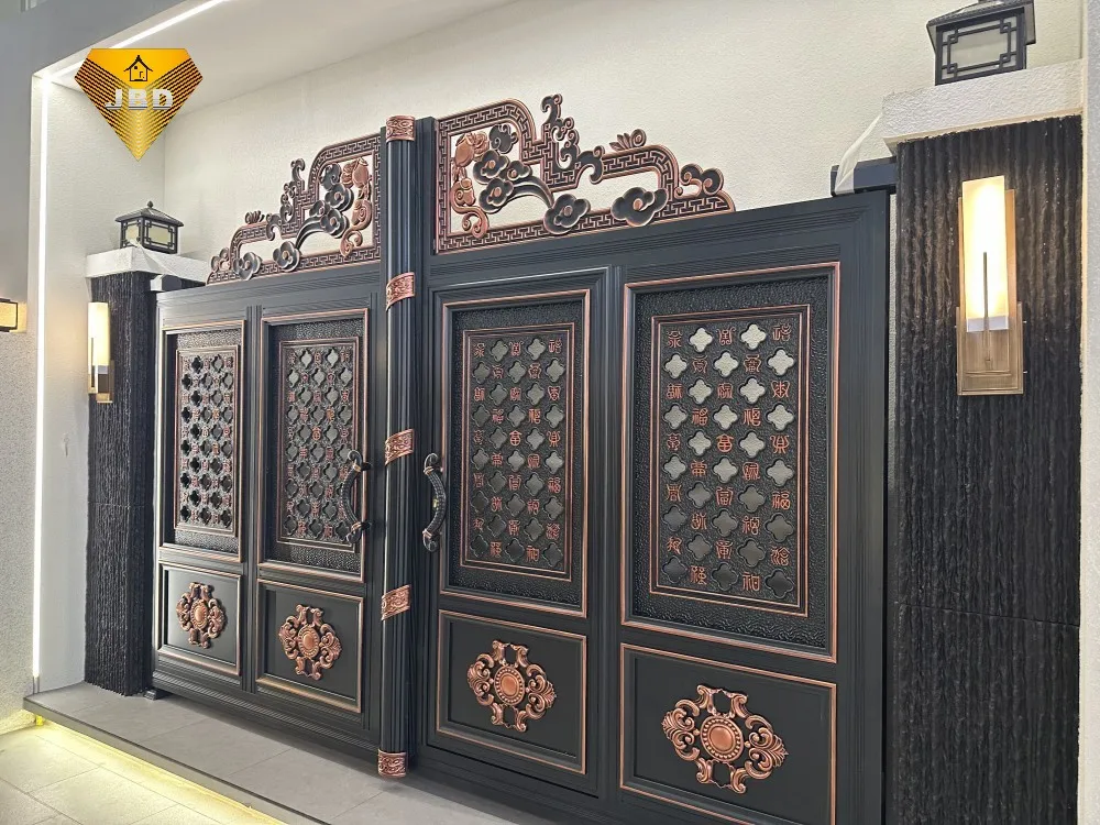 JBDhome Fashionable Popular Style Art Double Door Carved Aluminum Residential and Courtyard Opposite Door