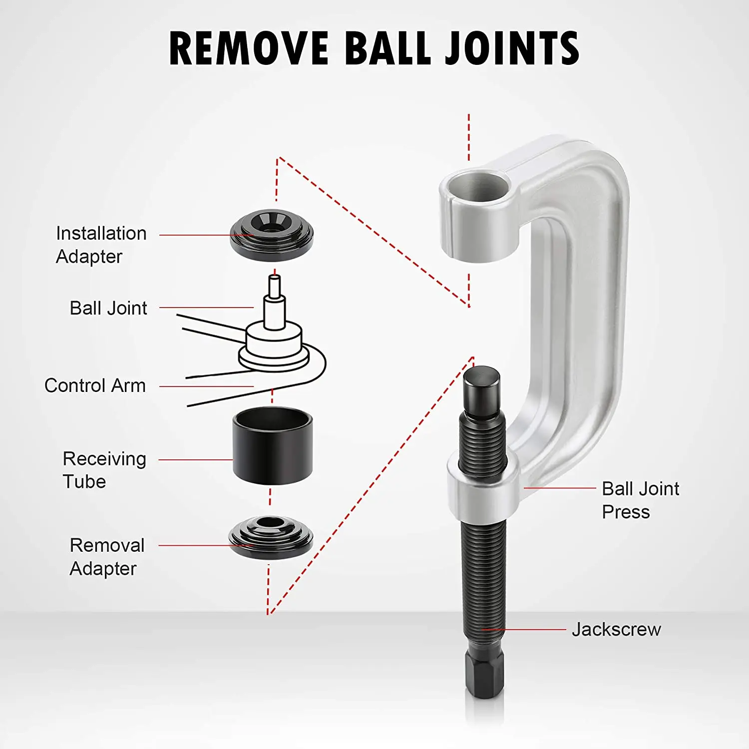 10 Pcs Heavy Duty Master Automotive and Truck Inner Extractor Press and U Joint Tool Installer Kit Ball Joint Remover