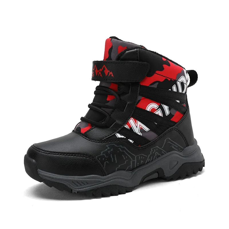 Ботинки для мальчиков плюшевые теплые водонепроницаемые Нескользящие Детские хлопковые ботинки уличная спортивная обувь пользовательские детские кроссовки оптовая продажа