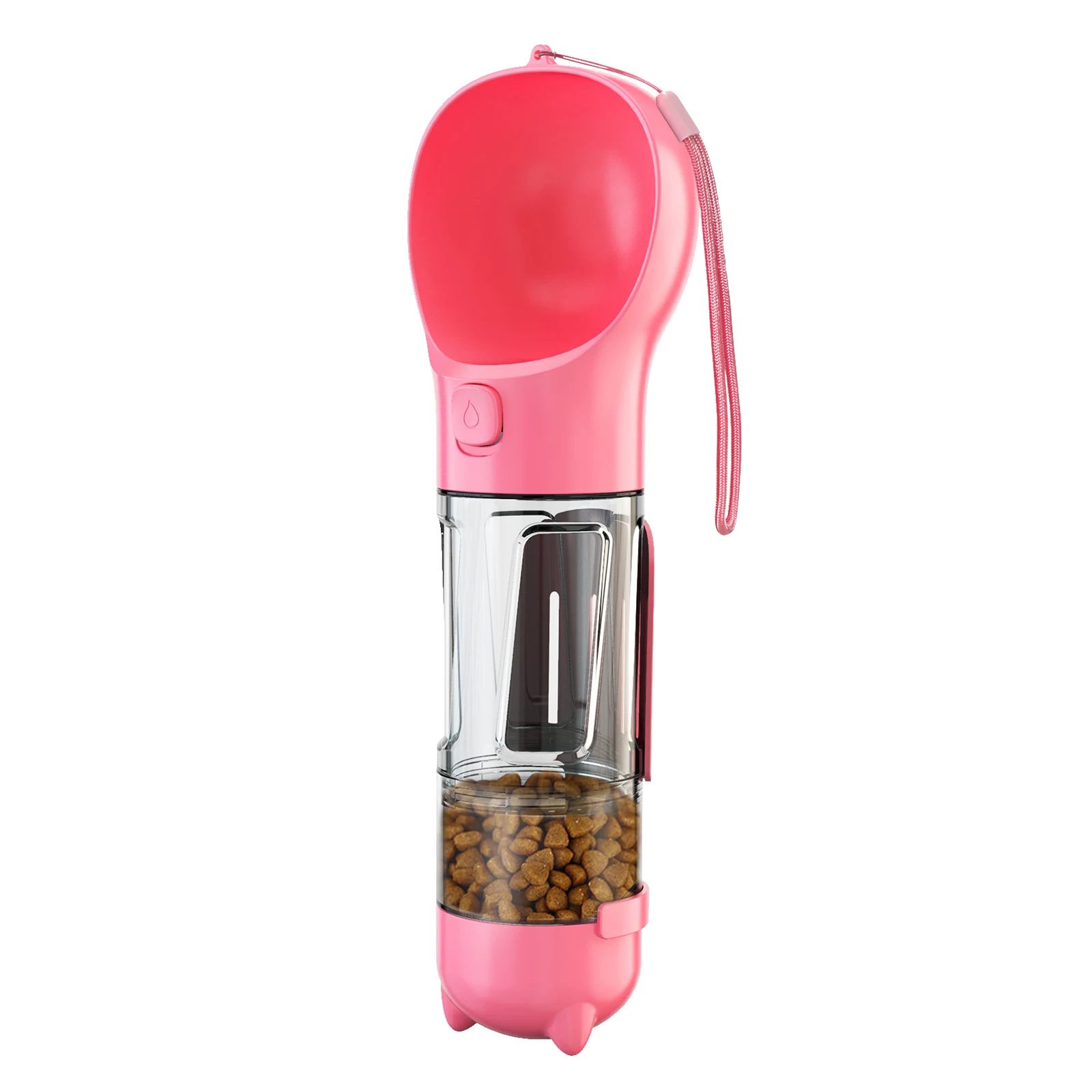 Best Sell Outdoor New Design 4 In 1 Dog Travel Portable Plastic Pet Drink Water Bottle Feeder Dispenser With Poop Bags
