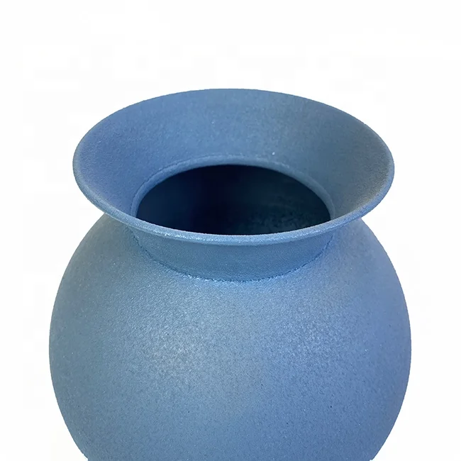 Lander Blue Flower Decoration Table Metal Vase For Home Decor