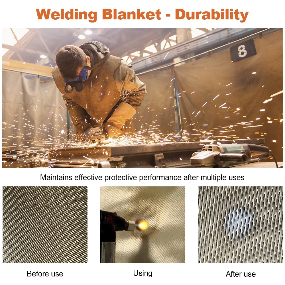 Fiberglass Welding Curtain Heat Insulation Industrial  1M X 1M  Heavy Duty Welding Blanket