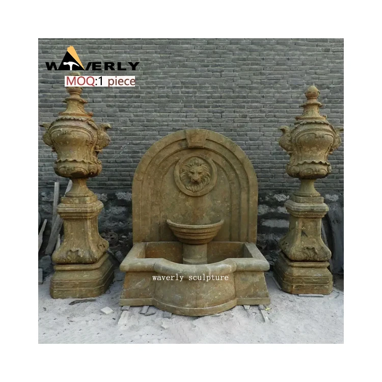 European Style Outdoor Garden Decoration Natural Stone Water Fountain Hand Carved Garden Landscape Travertine French Fountain