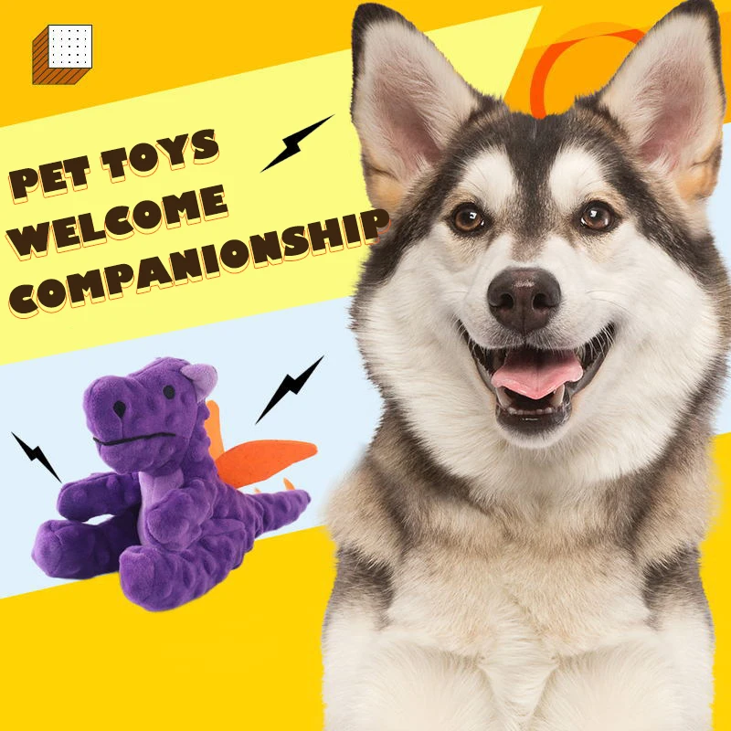 Premium Quality Pets Play Toy Interactive Simulated Squeaky Sound Dinosaur Pig Flying Dragon Funny Plush Cuddly Toy Dog