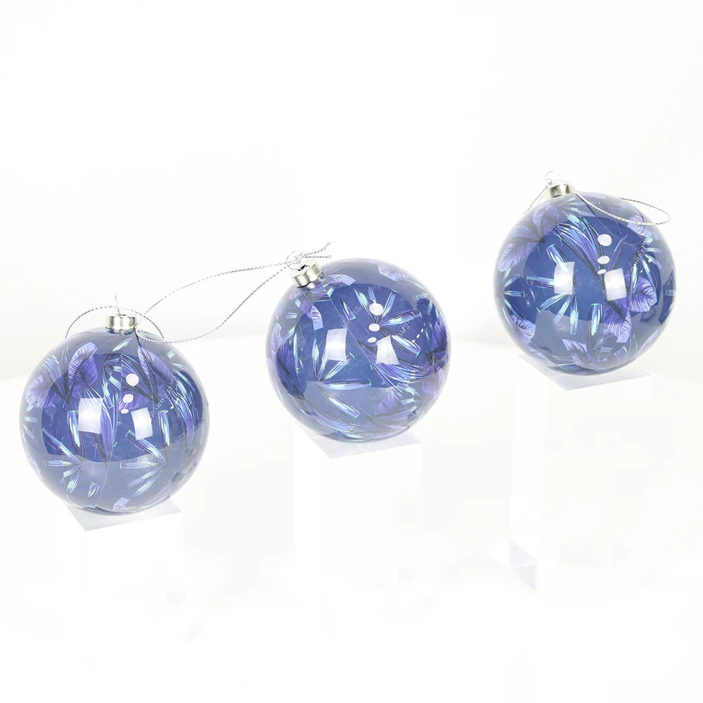 Custom Pattern Logo Shatterproof Bauble Decoupage Christmas Balls Blue Ornaments Bolas De Navidad For Xmas Tree Decorations