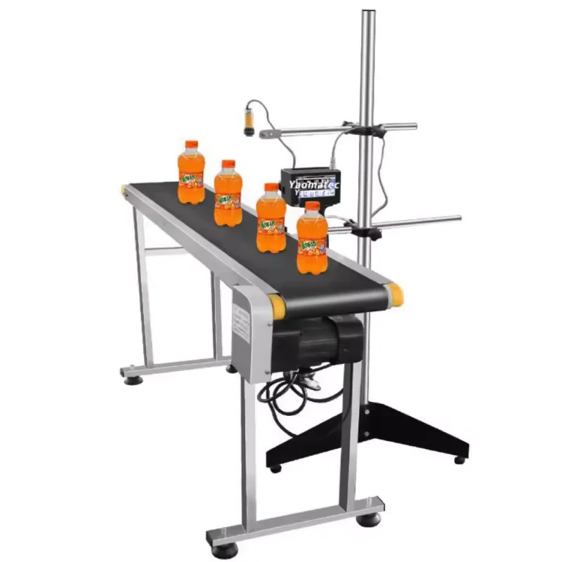 YAOMATEC Date Code Inkjet Printer Food Industry Production Line Adjustable Speed Rubber PVC 200MM Standard Conveyor Belt